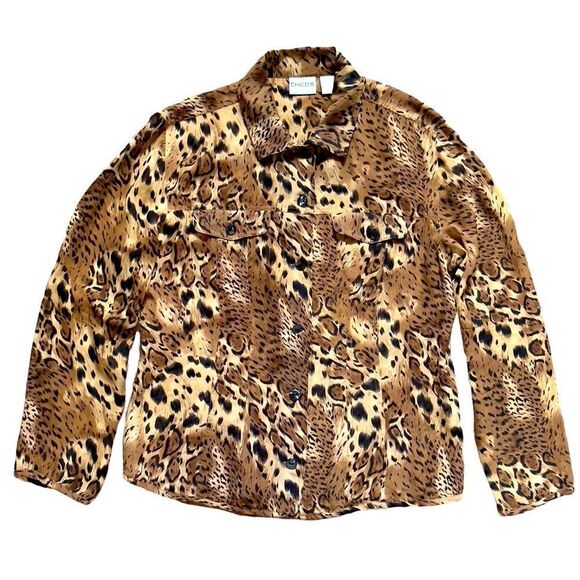 Chico’s Animal Print 💯% Silk Top Sz 1 (M) - Picture 1 of 15